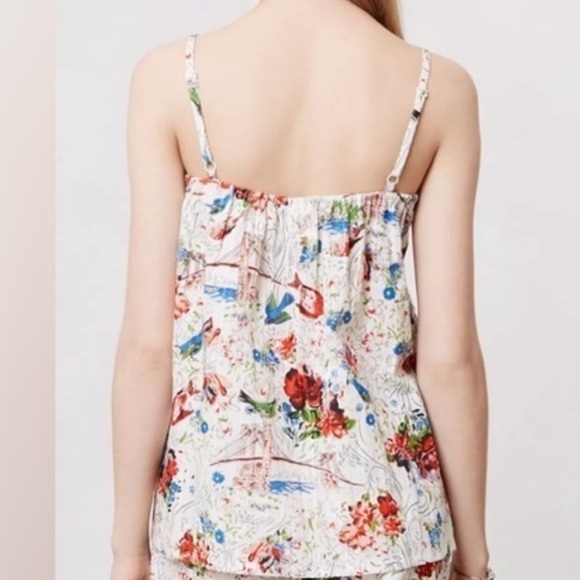 Anthropologie Eloise City Perch Camisole Floral Bird Print Spaghetti Strap Small - Picture 3 of 8